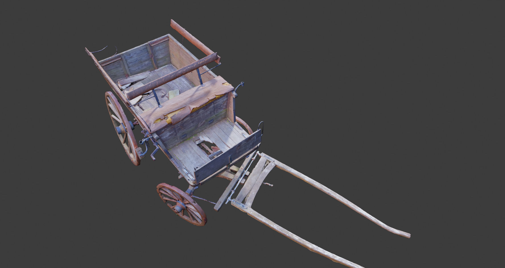 PBR Medieval carriage coach Photoscan 3D model_7