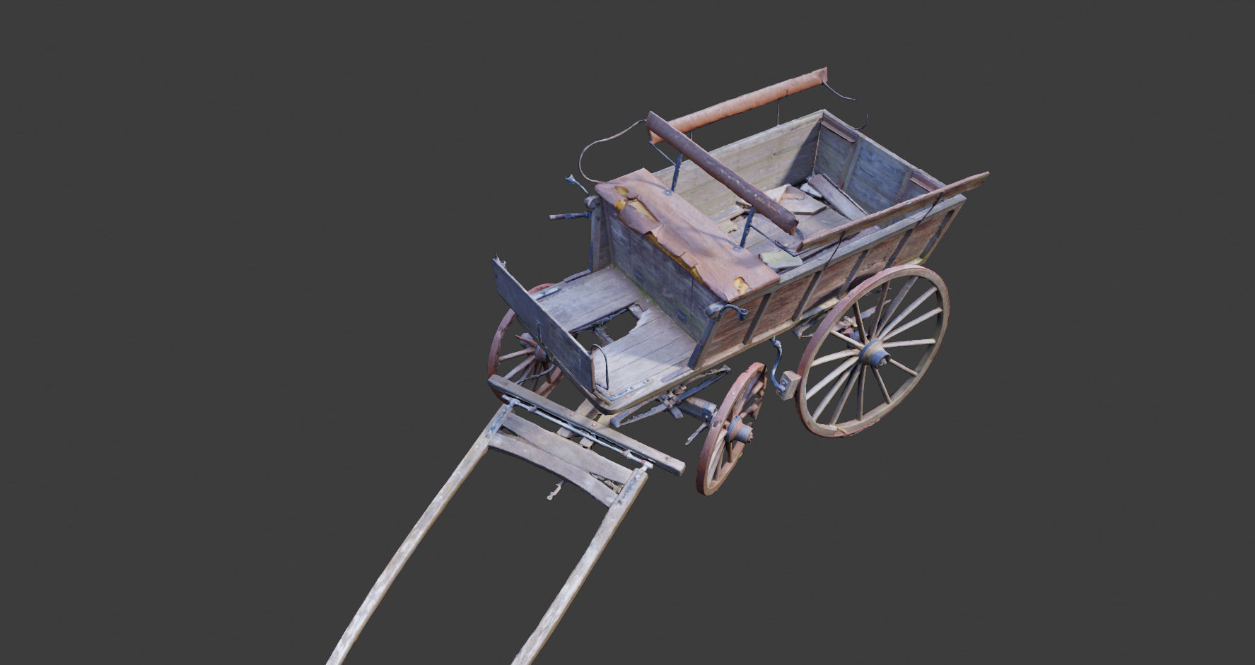 PBR Medieval carriage coach Photoscan 3D model_6