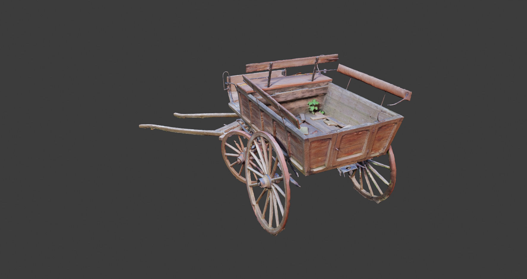 PBR Medieval carriage coach Photoscan 3D model_10