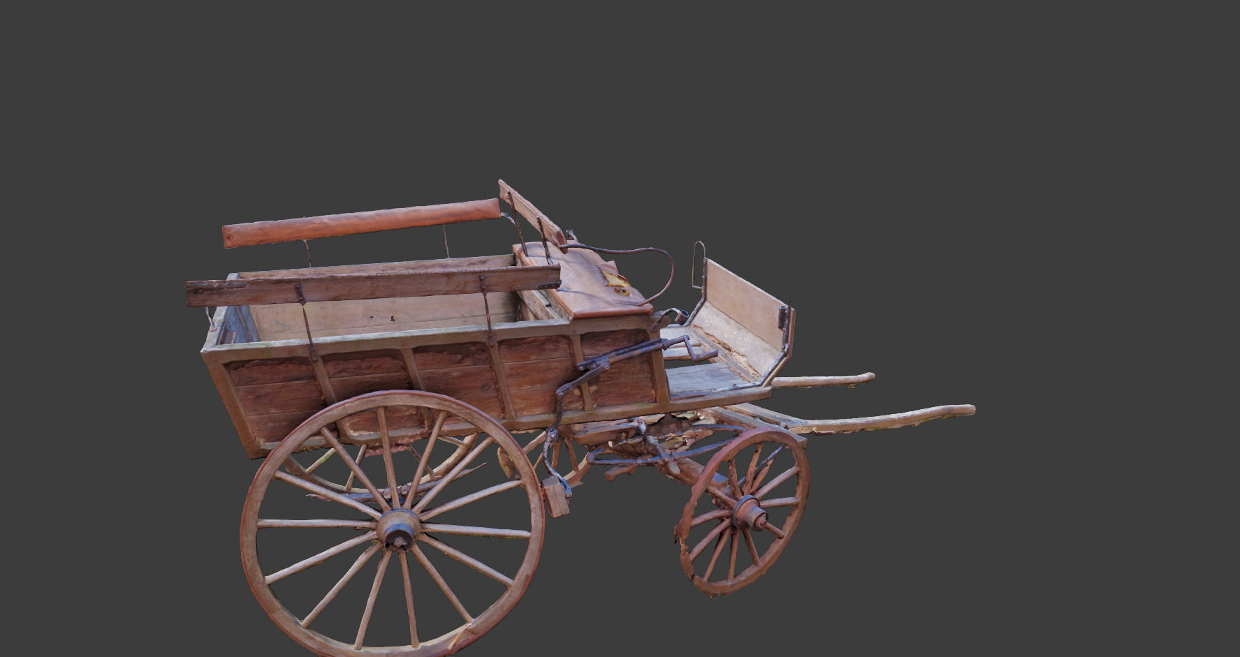 PBR Medieval carriage coach Photoscan 3D model_8