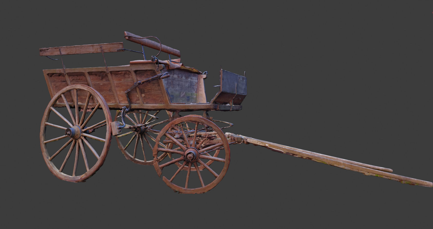 PBR Medieval carriage coach Photoscan 3D model_14