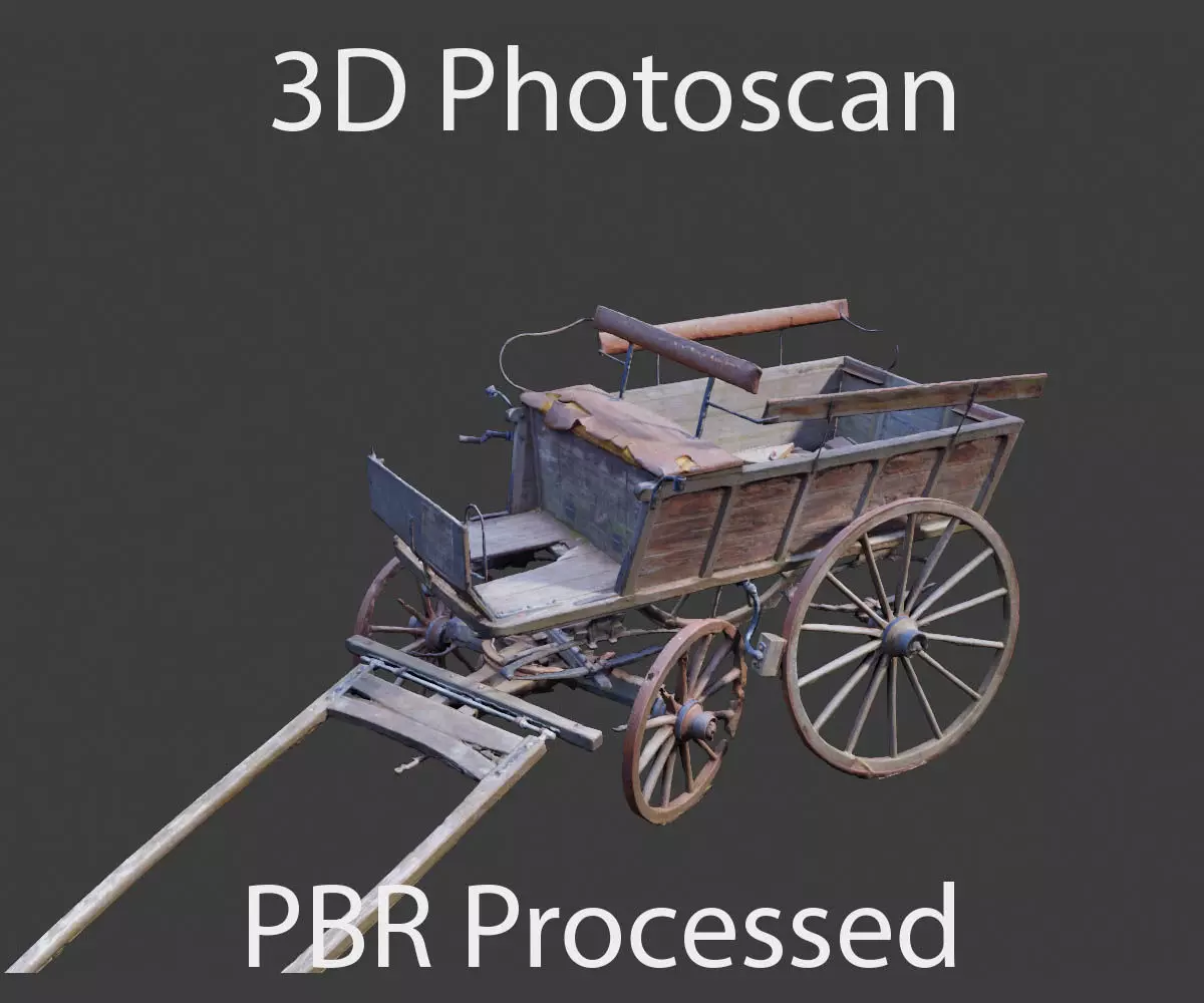 PBR Medieval carriage coach Photoscan 3D model_0
