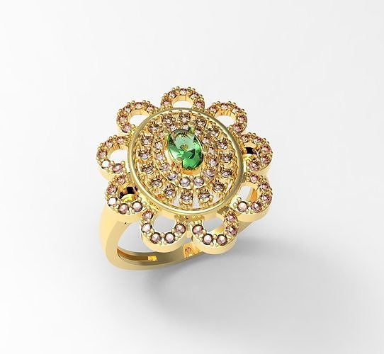 Diamond Emerald Ring 3D print model