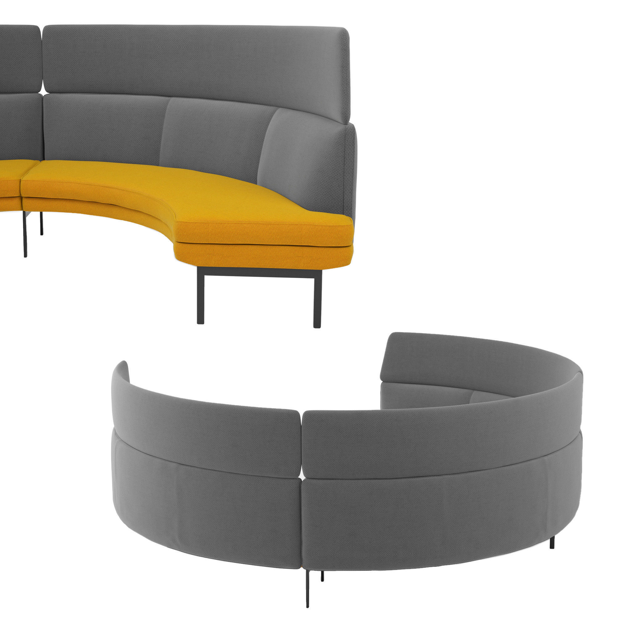 Office Curved Modular Sofa 3D model_1