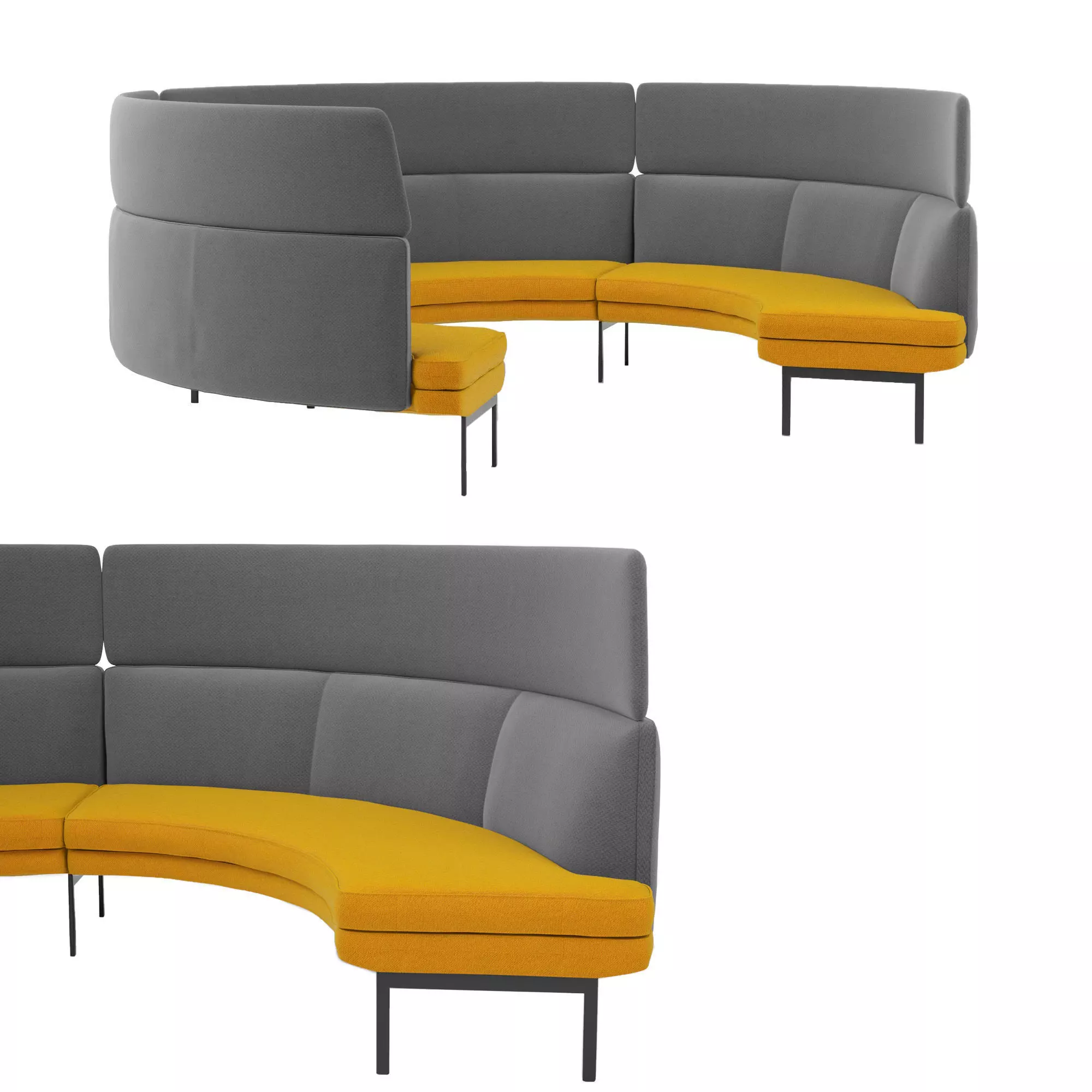 Office Curved Modular Sofa 3D model_0