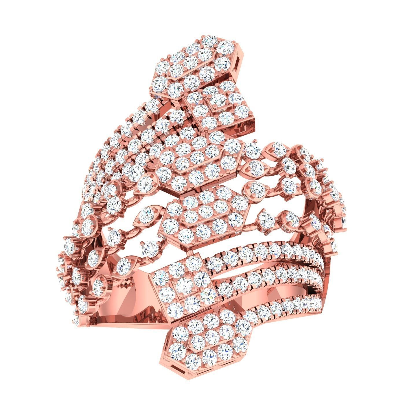 163 High Jewelry Cocktail Rings 3dm stl 1- render details  3D Model Collection_101