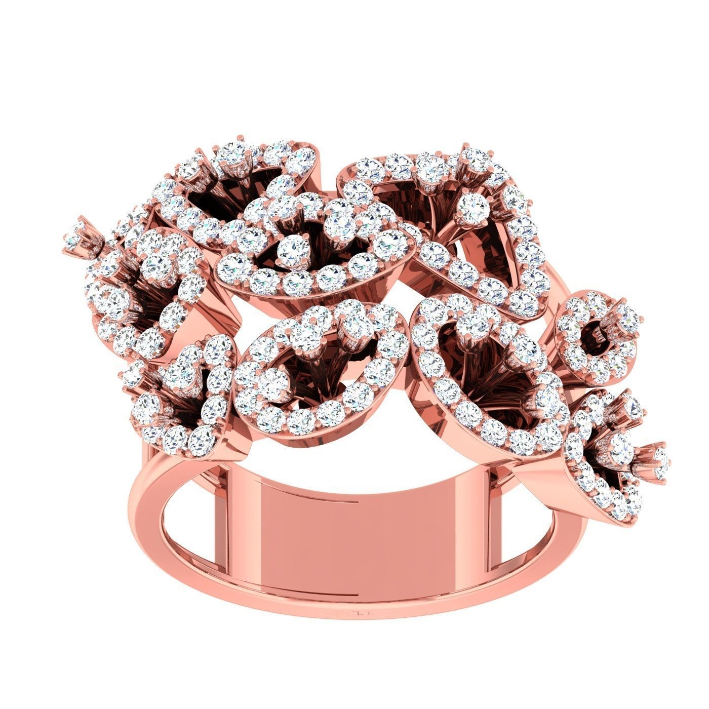 163 High Jewelry Cocktail Rings 3dm stl 1- render details  3D Model Collection_100