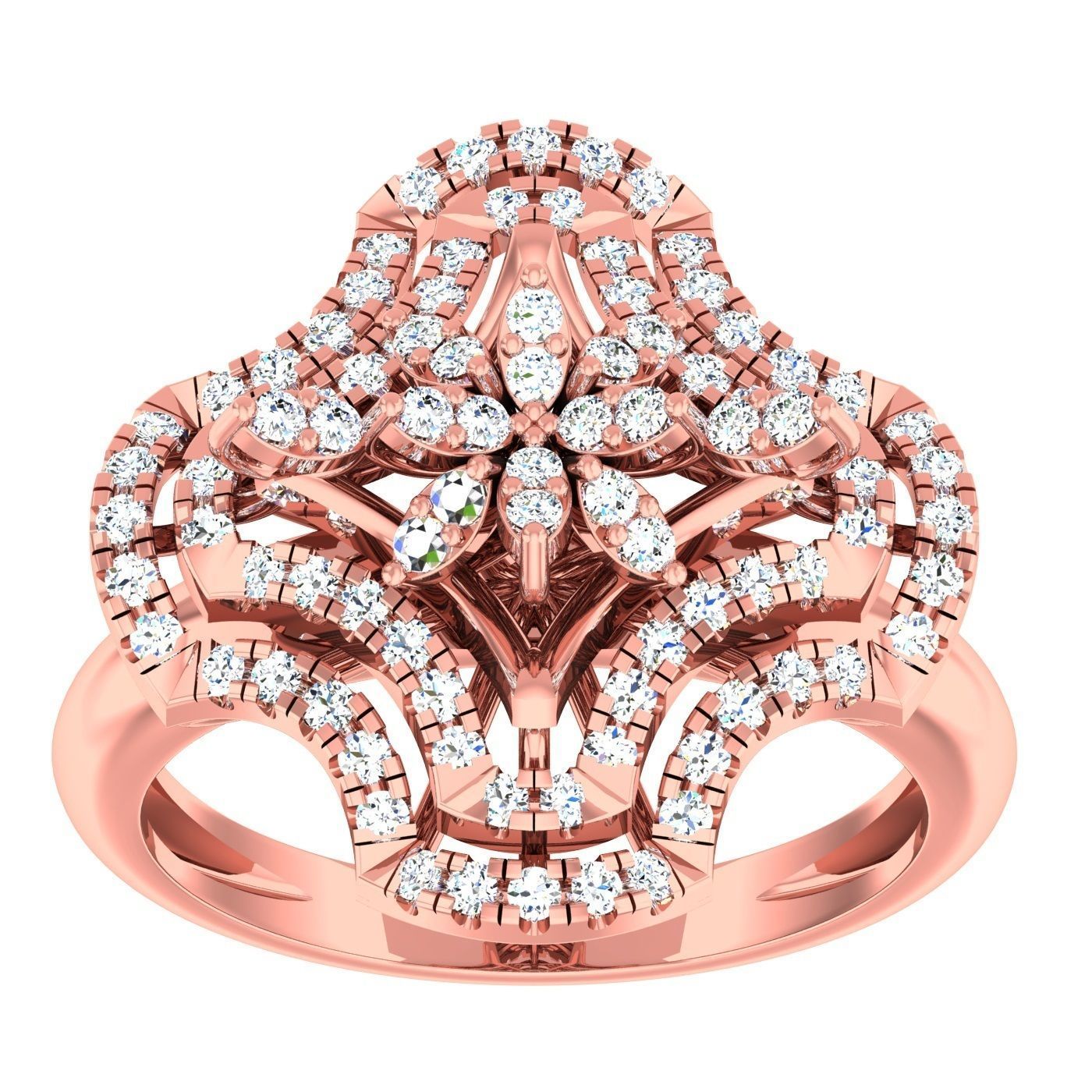 163 High Jewelry Cocktail Rings 3dm stl 1- render details  3D Model Collection_99