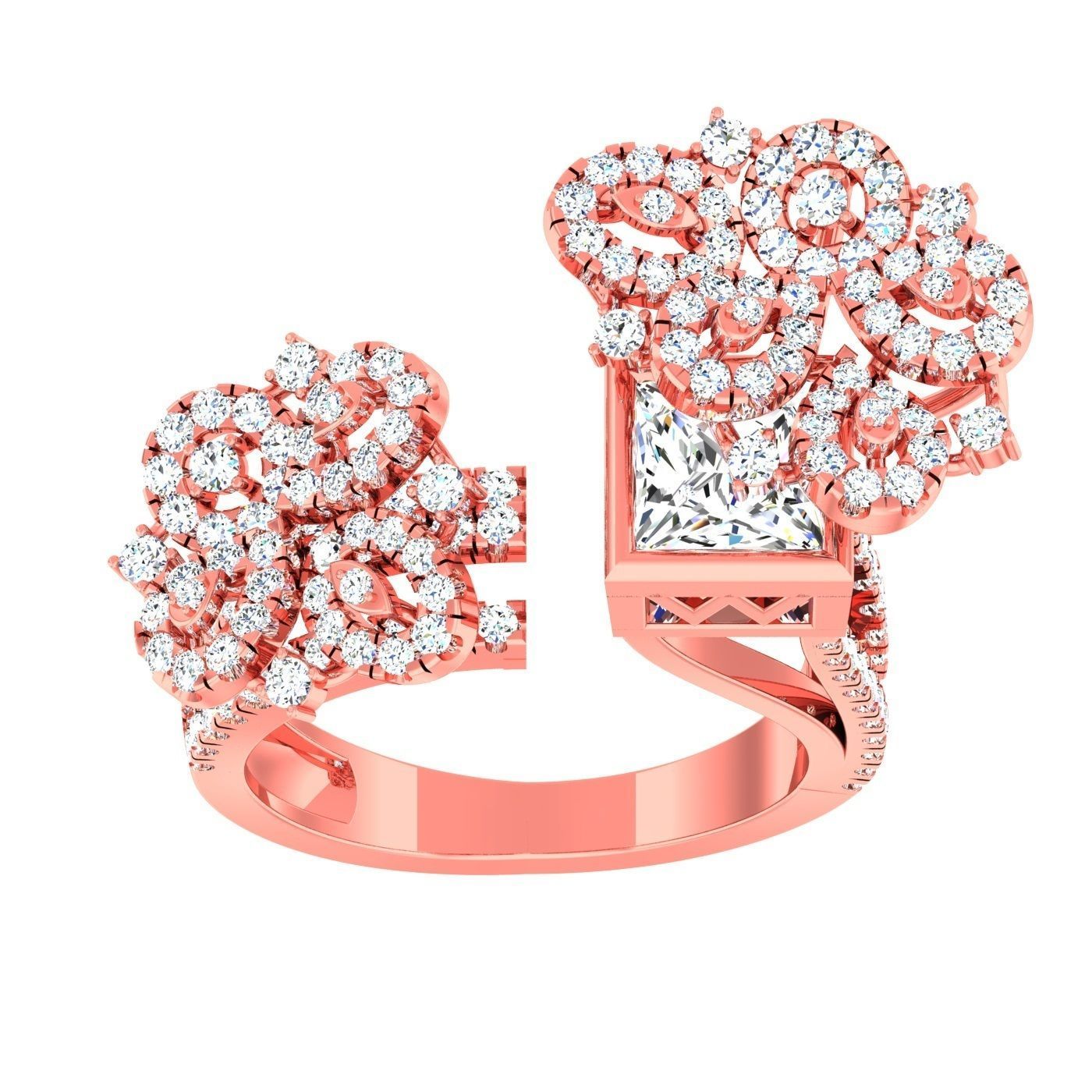 163 High Jewelry Cocktail Rings 3dm stl 1- render details  3D Model Collection_104