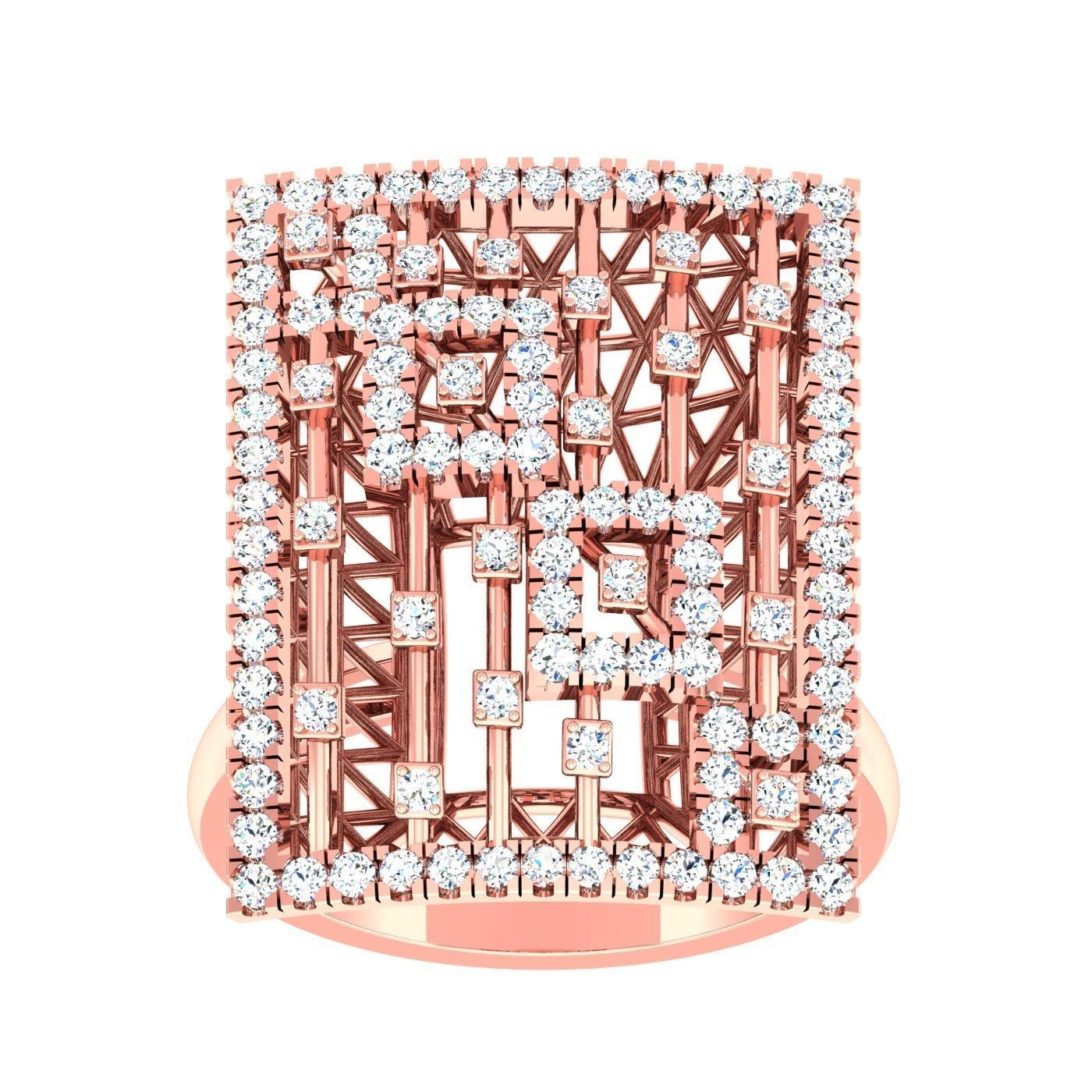 163 High Jewelry Cocktail Rings 3dm stl 1- render details  3D Model Collection_78