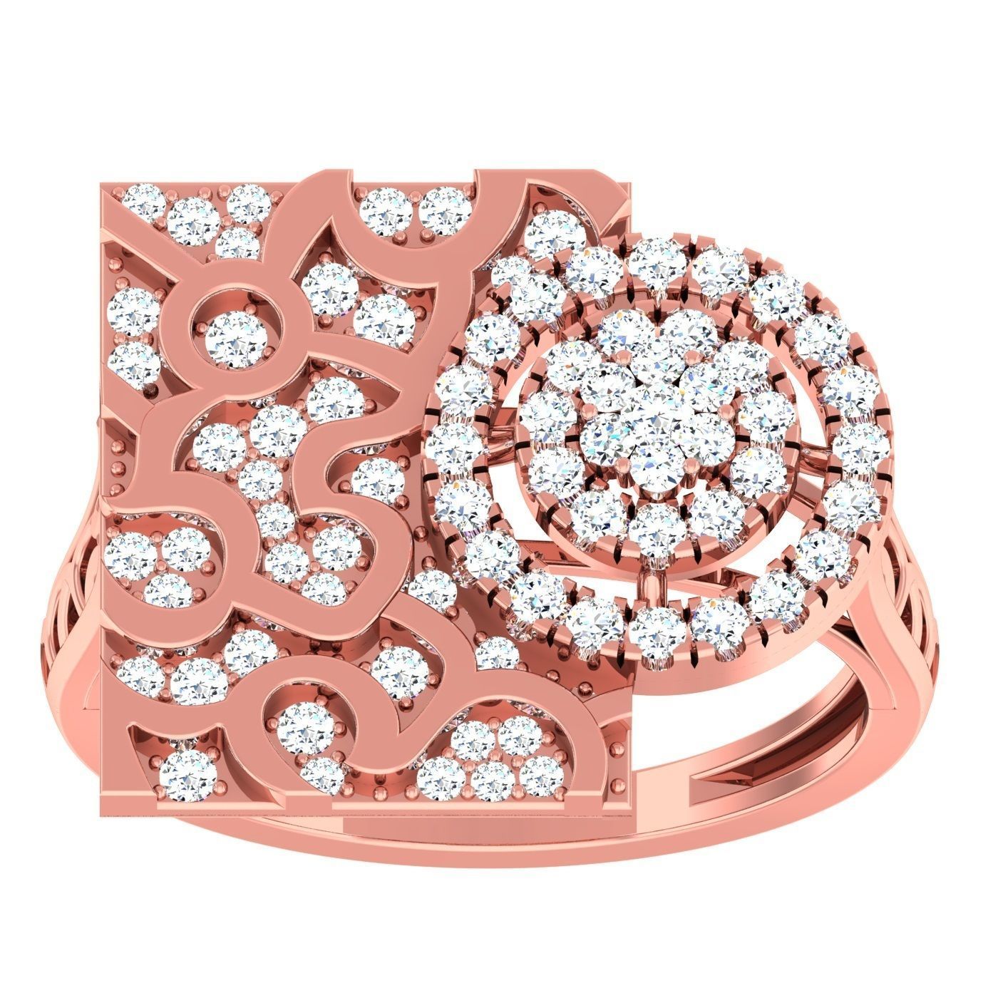 163 High Jewelry Cocktail Rings 3dm stl 1- render details  3D Model Collection_69