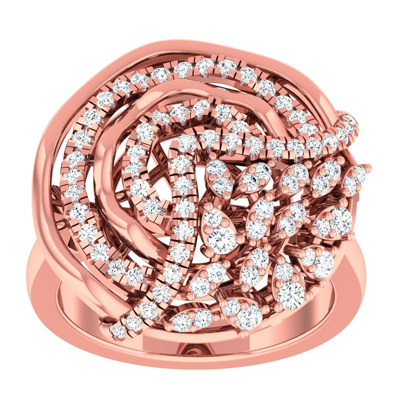 163 High Jewelry Cocktail Rings 3dm stl 1- render details  3D Model Collection_82