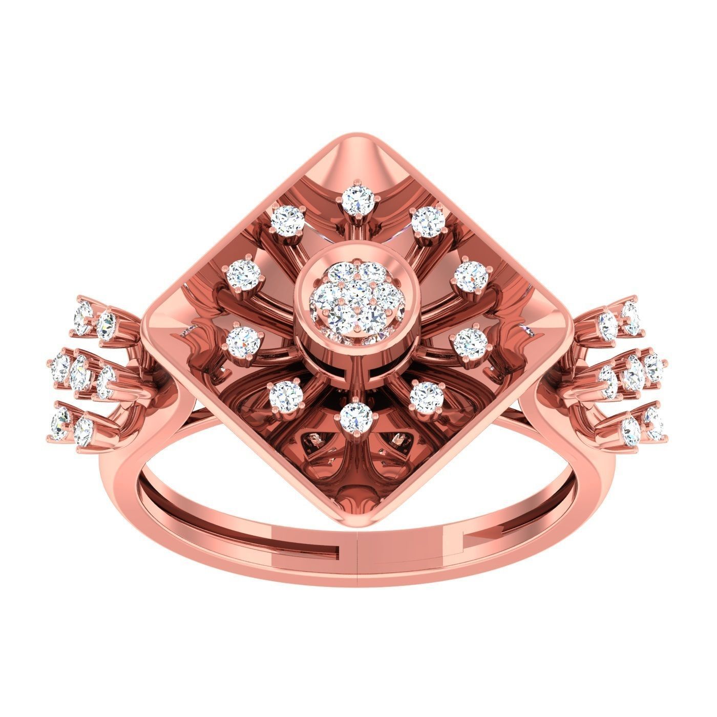 163 High Jewelry Cocktail Rings 3dm stl 1- render details  3D Model Collection_59