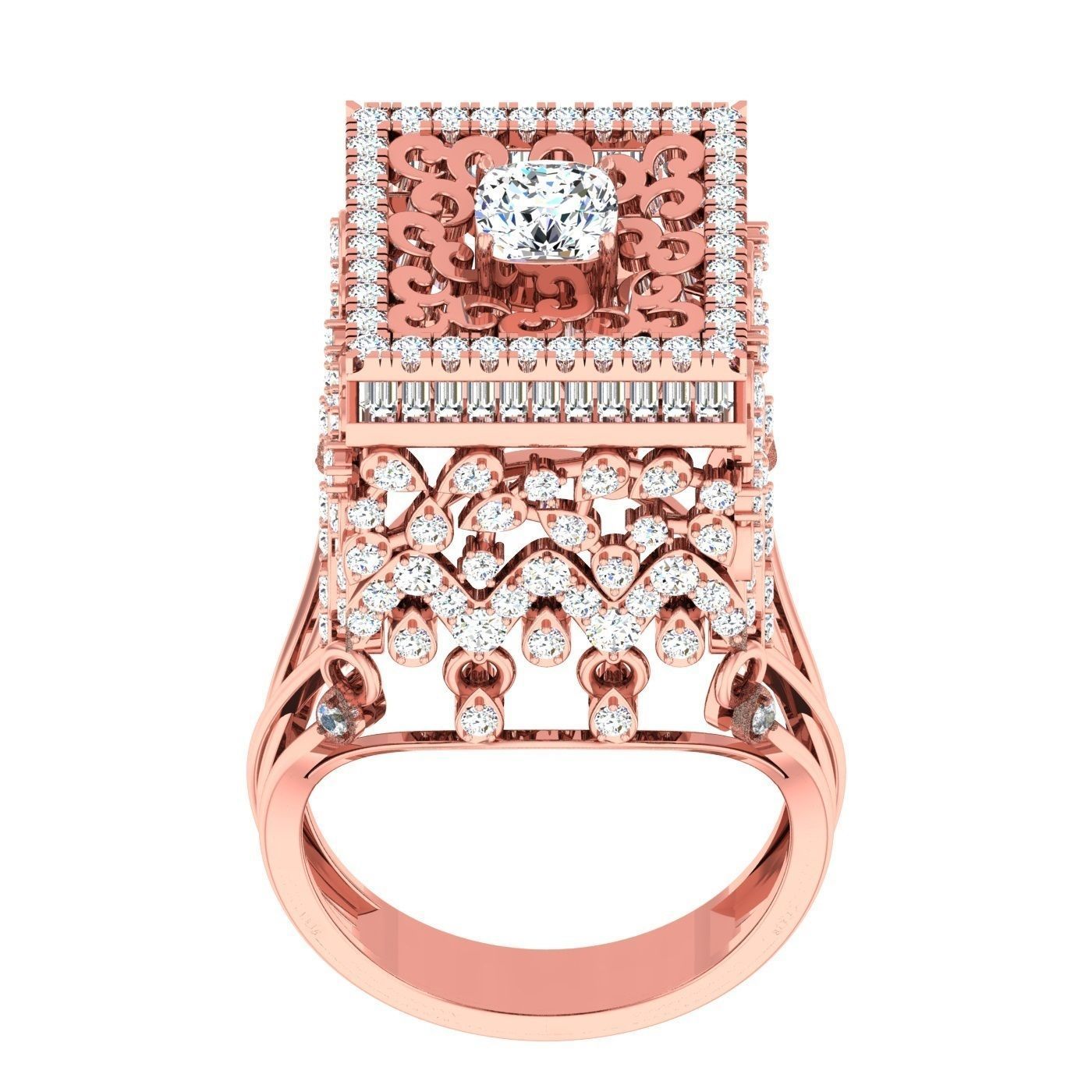 163 High Jewelry Cocktail Rings 3dm stl 1- render details  3D Model Collection_65