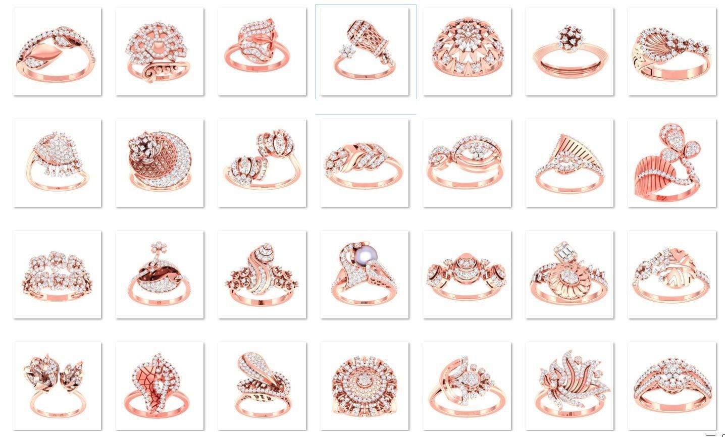 163 High Jewelry Cocktail Rings 3dm stl 1- render details  3D Model Collection_2