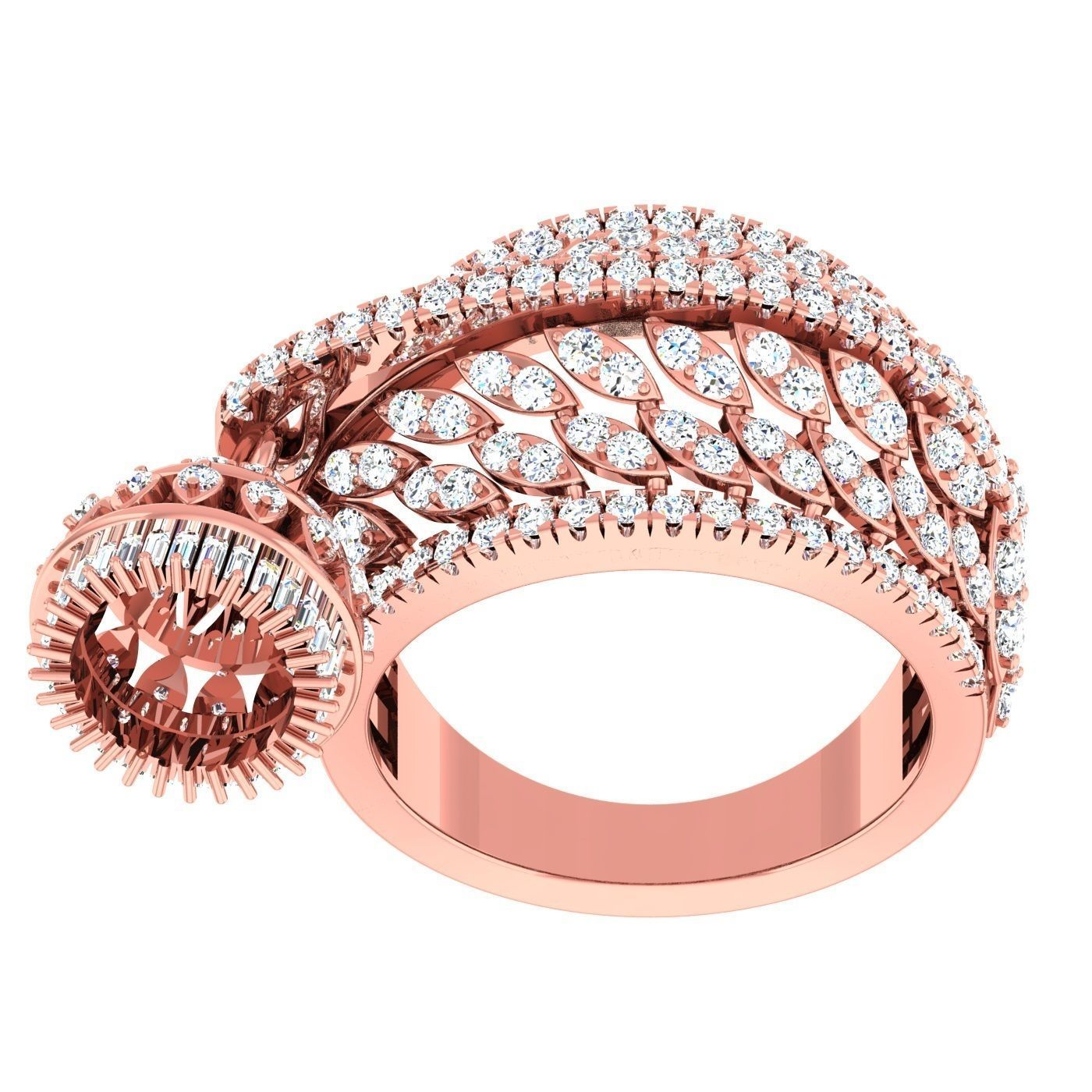 163 High Jewelry Cocktail Rings 3dm stl 1- render details  3D Model Collection_10