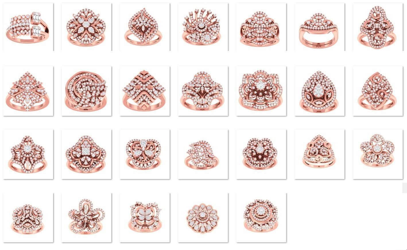 163 High Jewelry Cocktail Rings 3dm stl 1- render details  3D Model Collection_4