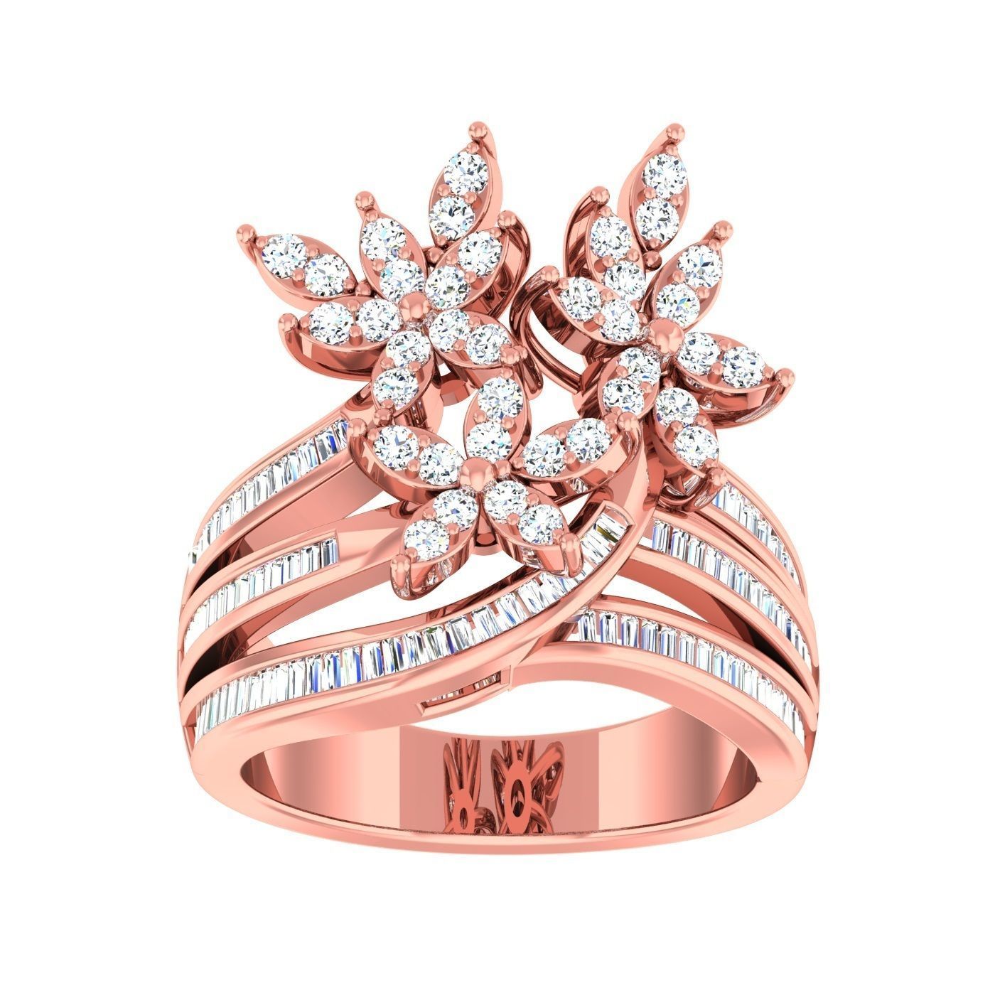 163 High Jewelry Cocktail Rings 3dm stl 1- render details  3D Model Collection_105