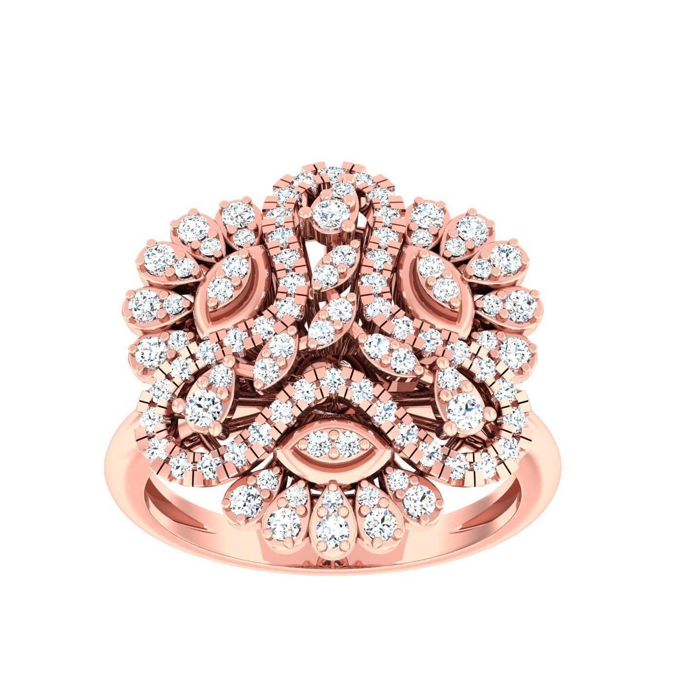 163 High Jewelry Cocktail Rings 3dm stl 1- render details  3D Model Collection_123