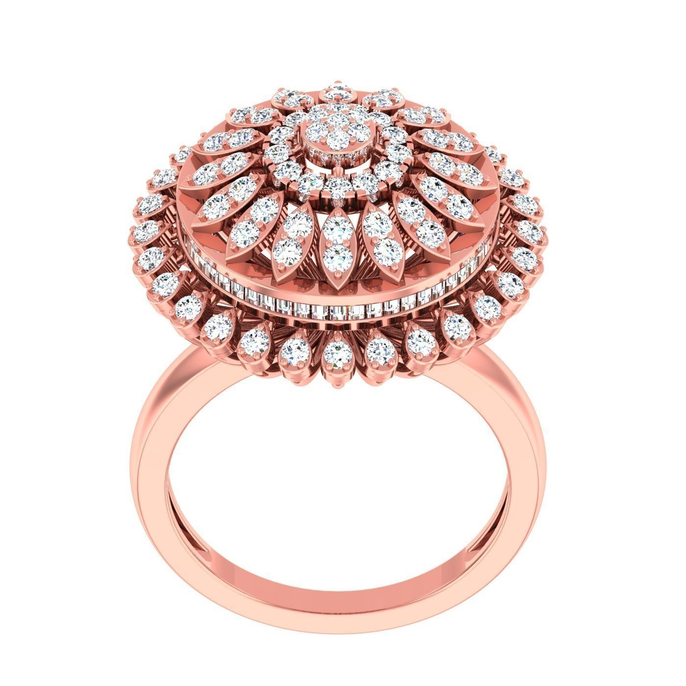 163 High Jewelry Cocktail Rings 3dm stl 1- render details  3D Model Collection_53