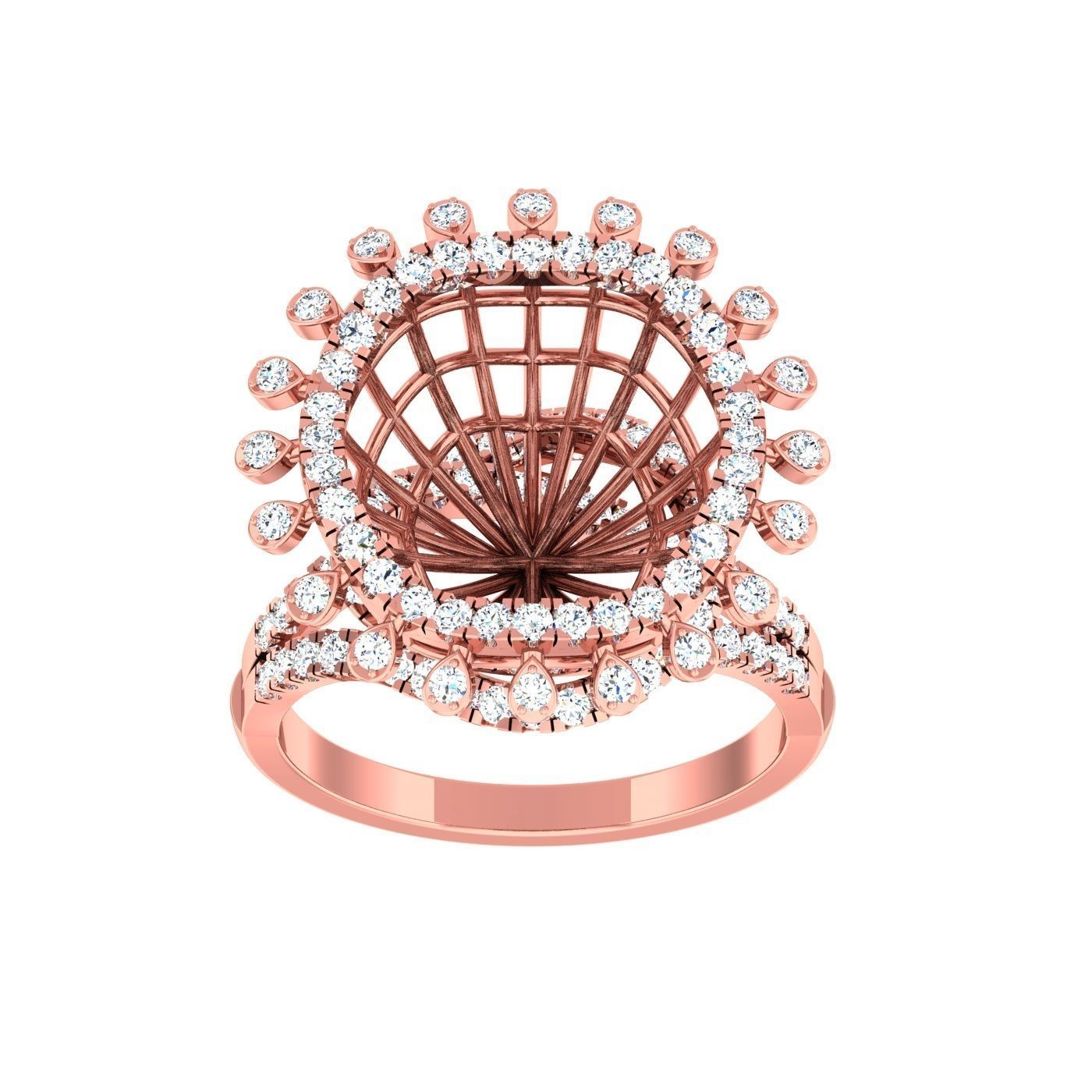 163 High Jewelry Cocktail Rings 3dm stl 1- render details  3D Model Collection_38