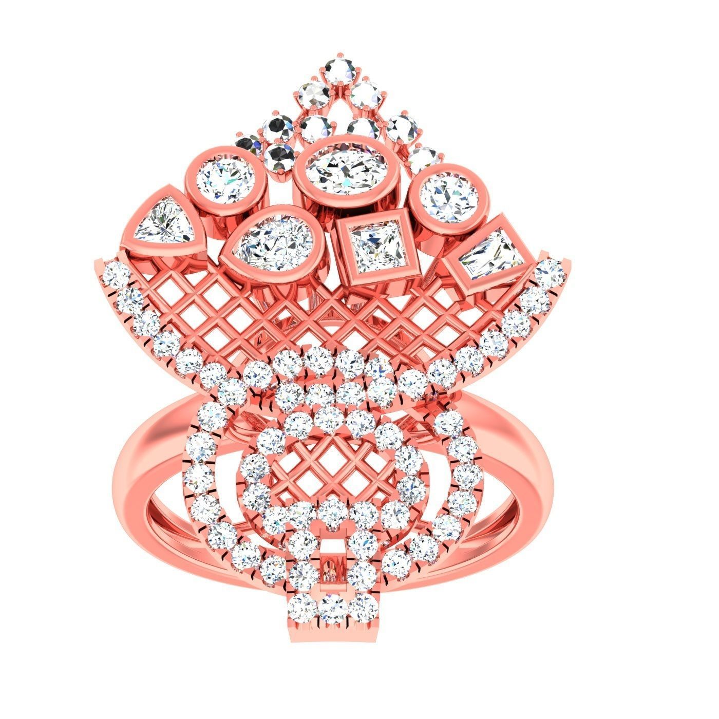 163 High Jewelry Cocktail Rings 3dm stl 1- render details  3D Model Collection_62