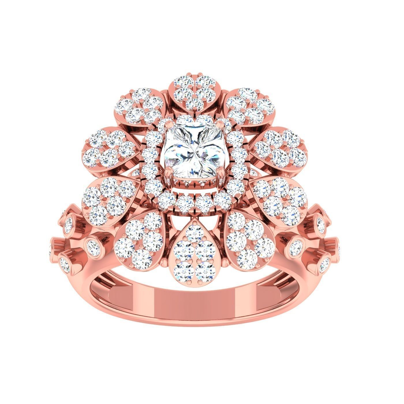 163 High Jewelry Cocktail Rings 3dm stl 1- render details  3D Model Collection_79