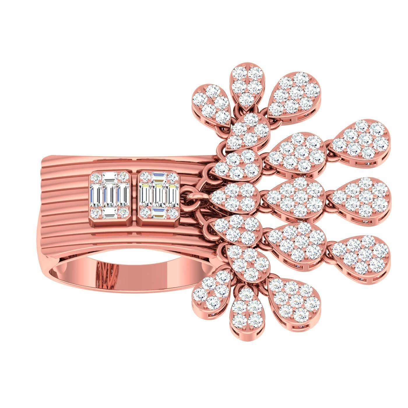 163 High Jewelry Cocktail Rings 3dm stl 1- render details  3D Model Collection_49