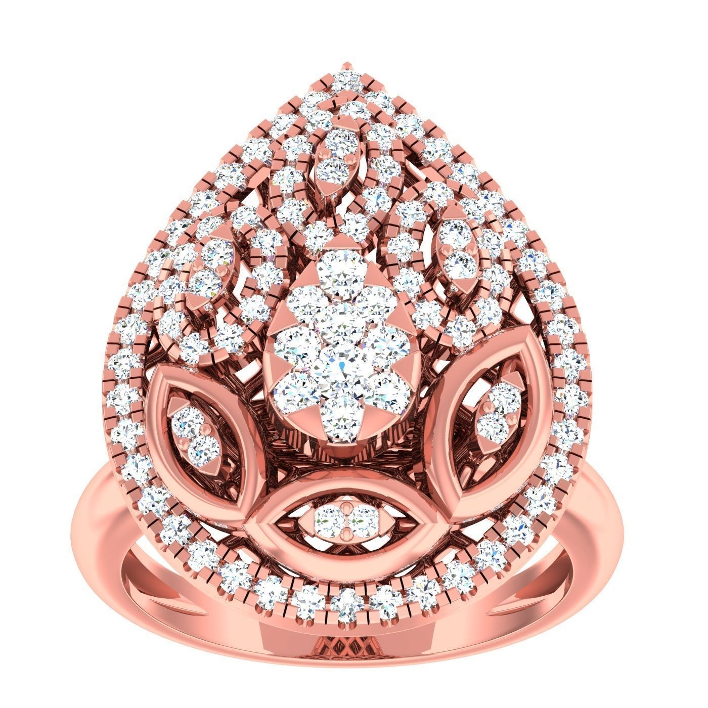 163 High Jewelry Cocktail Rings 3dm stl 1- render details  3D Model Collection_126