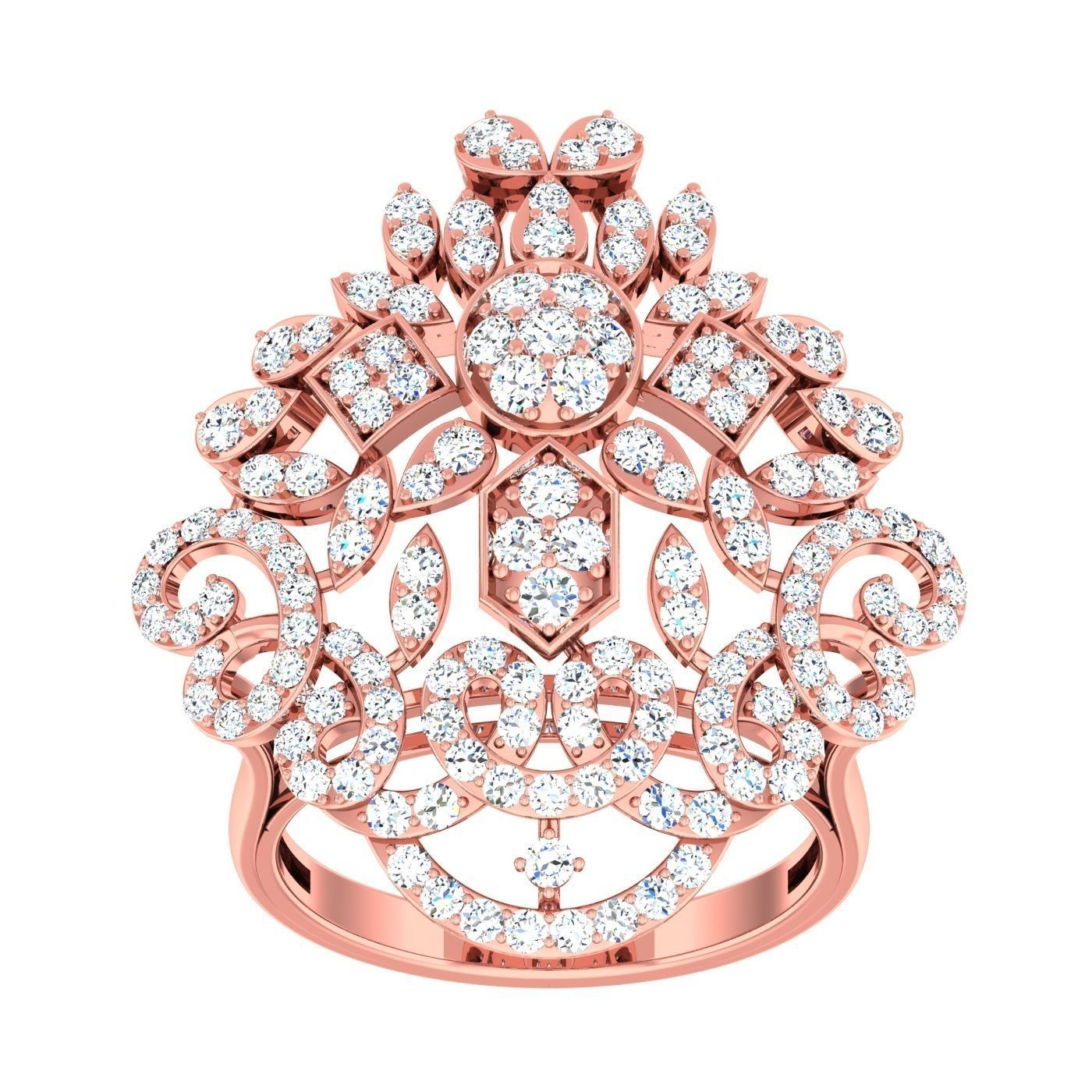 163 High Jewelry Cocktail Rings 3dm stl 1- render details  3D Model Collection_58