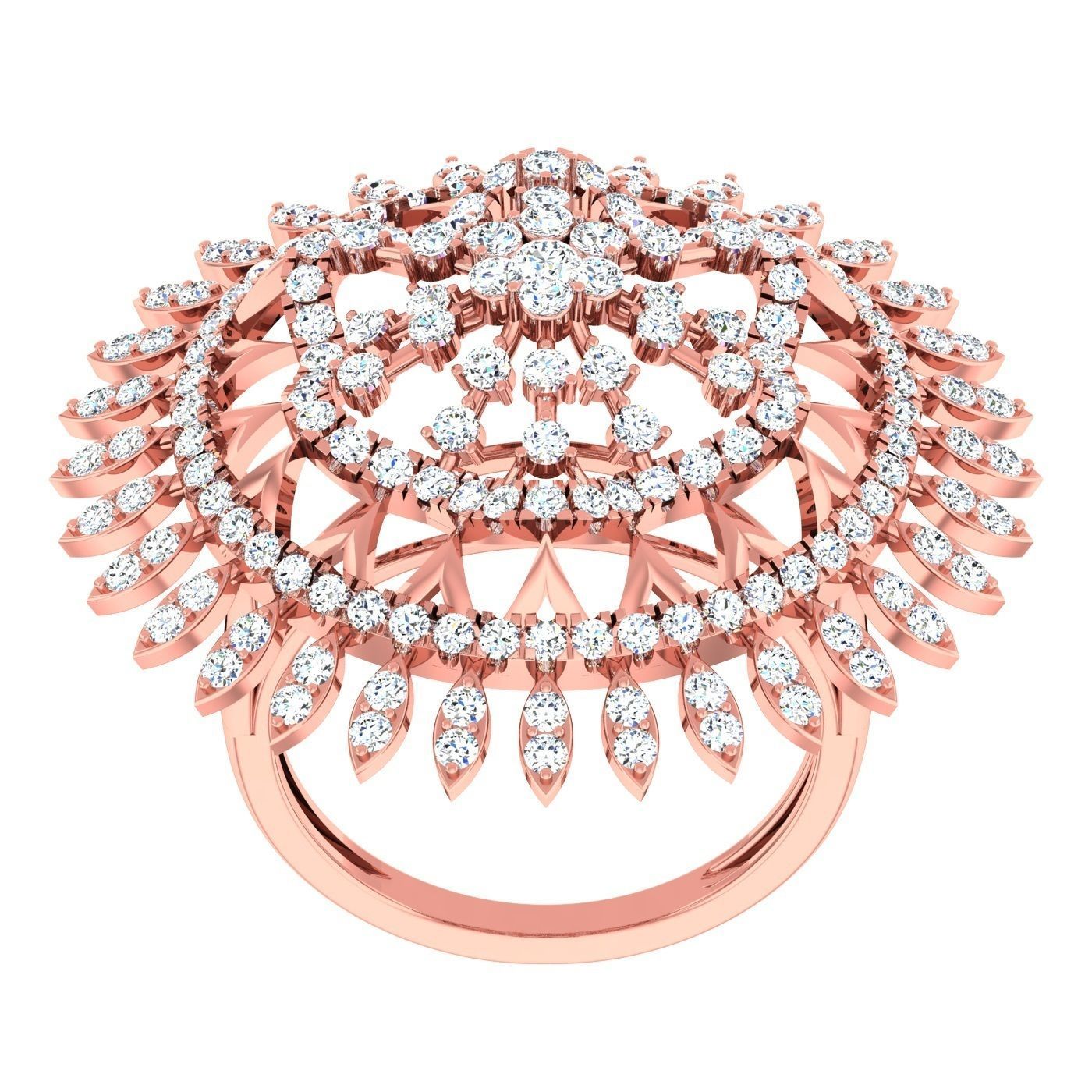 163 High Jewelry Cocktail Rings 3dm stl 1- render details  3D Model Collection_57