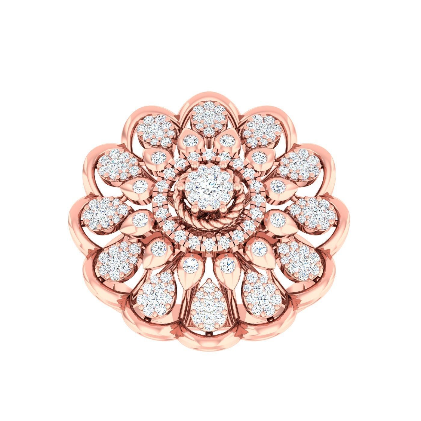 163 High Jewelry Cocktail Rings 3dm stl 1- render details  3D Model Collection_52