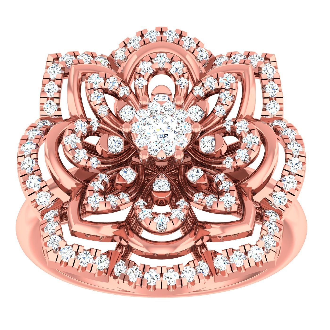 163 High Jewelry Cocktail Rings 3dm stl 1- render details  3D Model Collection_60