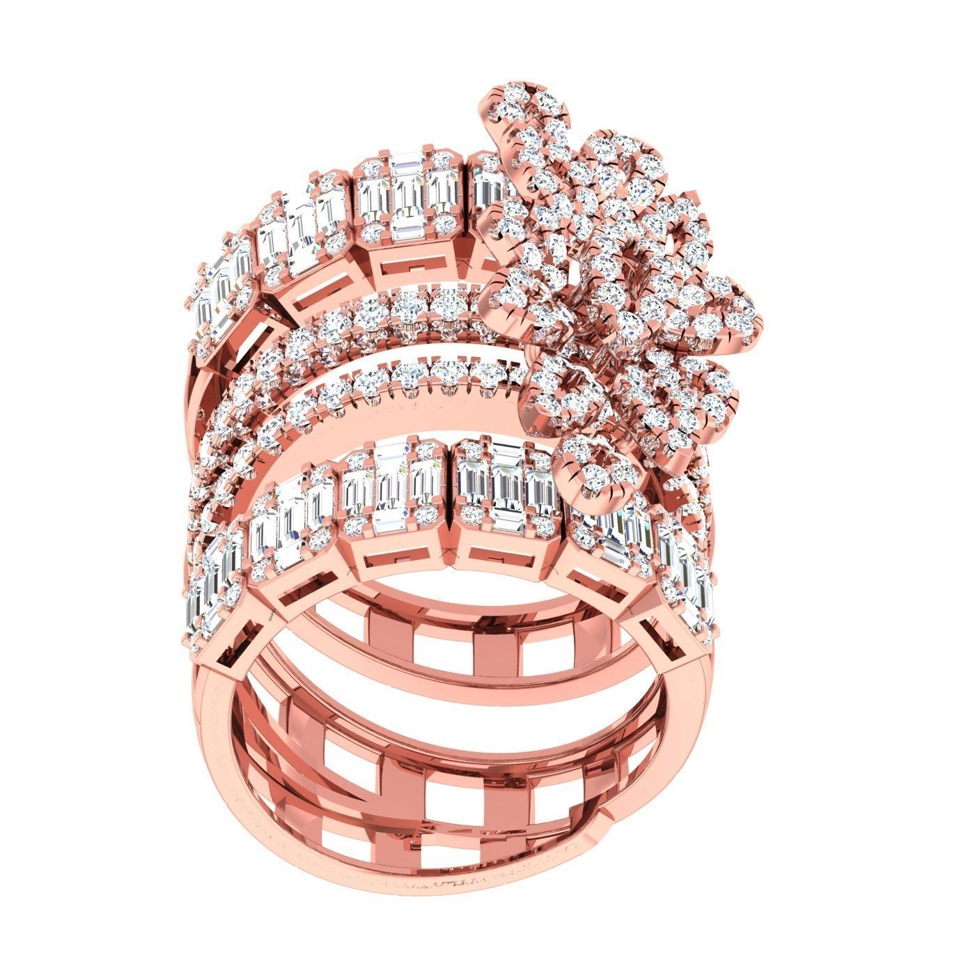 163 High Jewelry Cocktail Rings 3dm stl 1- render details  3D Model Collection_64