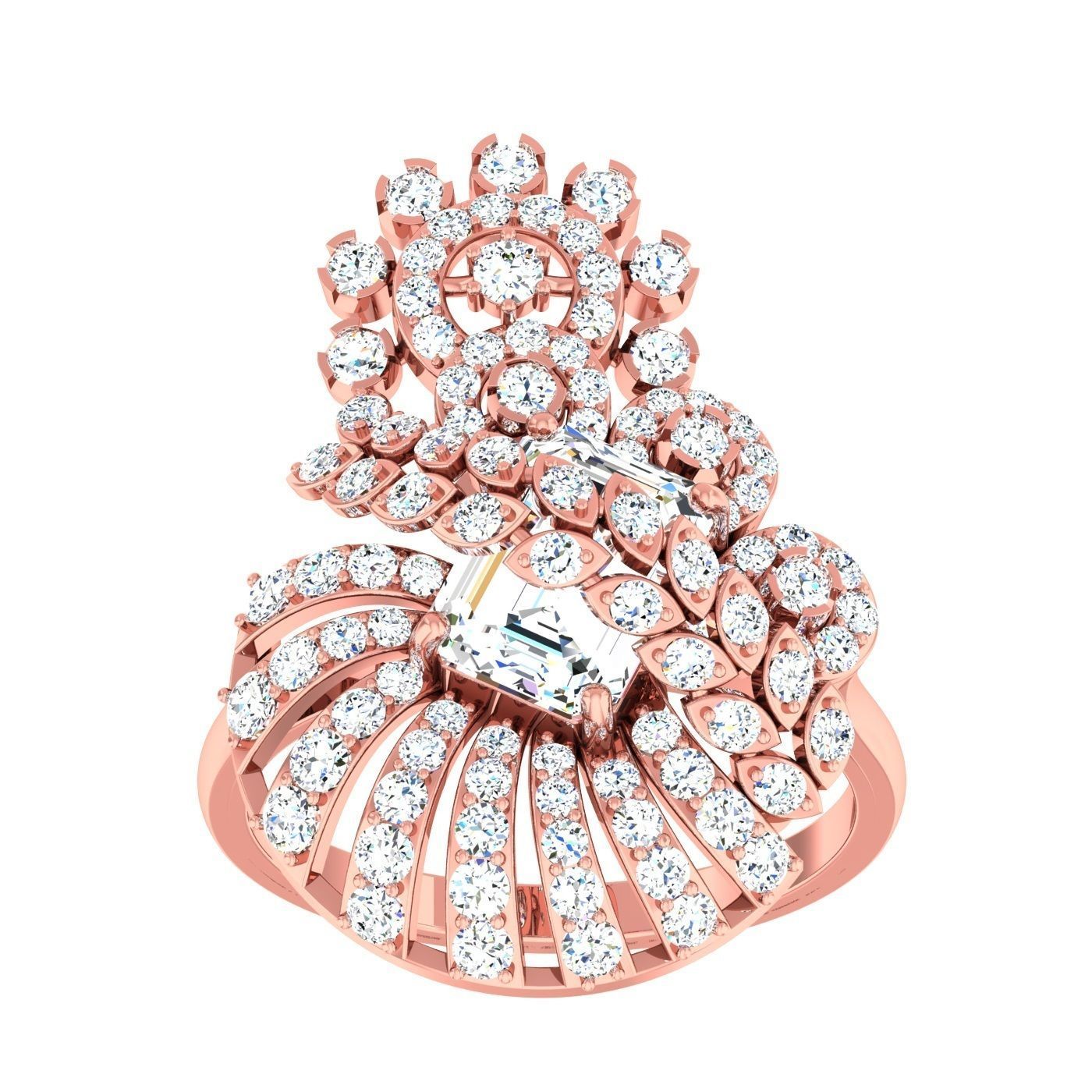 163 High Jewelry Cocktail Rings 3dm stl 1- render details  3D Model Collection_122