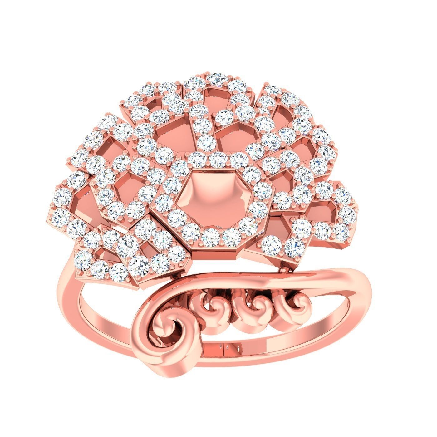 163 High Jewelry Cocktail Rings 3dm stl 1- render details  3D Model Collection_48