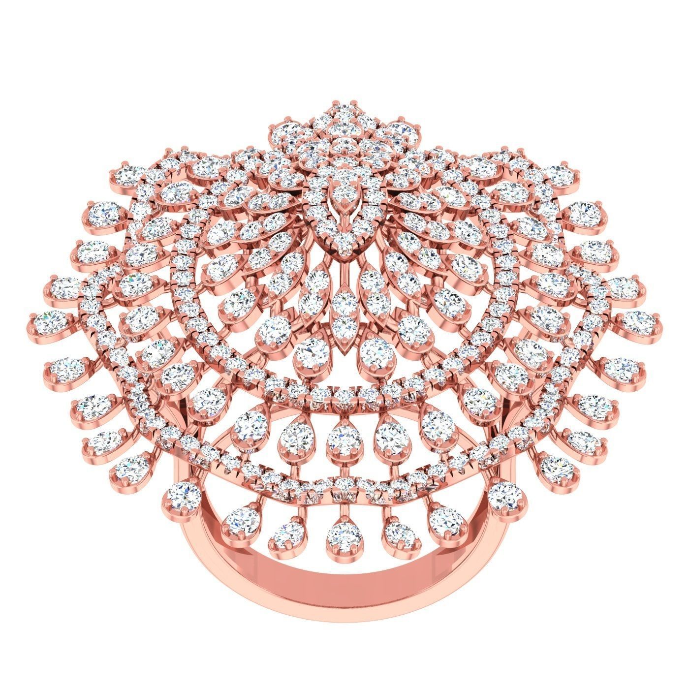 163 High Jewelry Cocktail Rings 3dm stl 1- render details  3D Model Collection_87