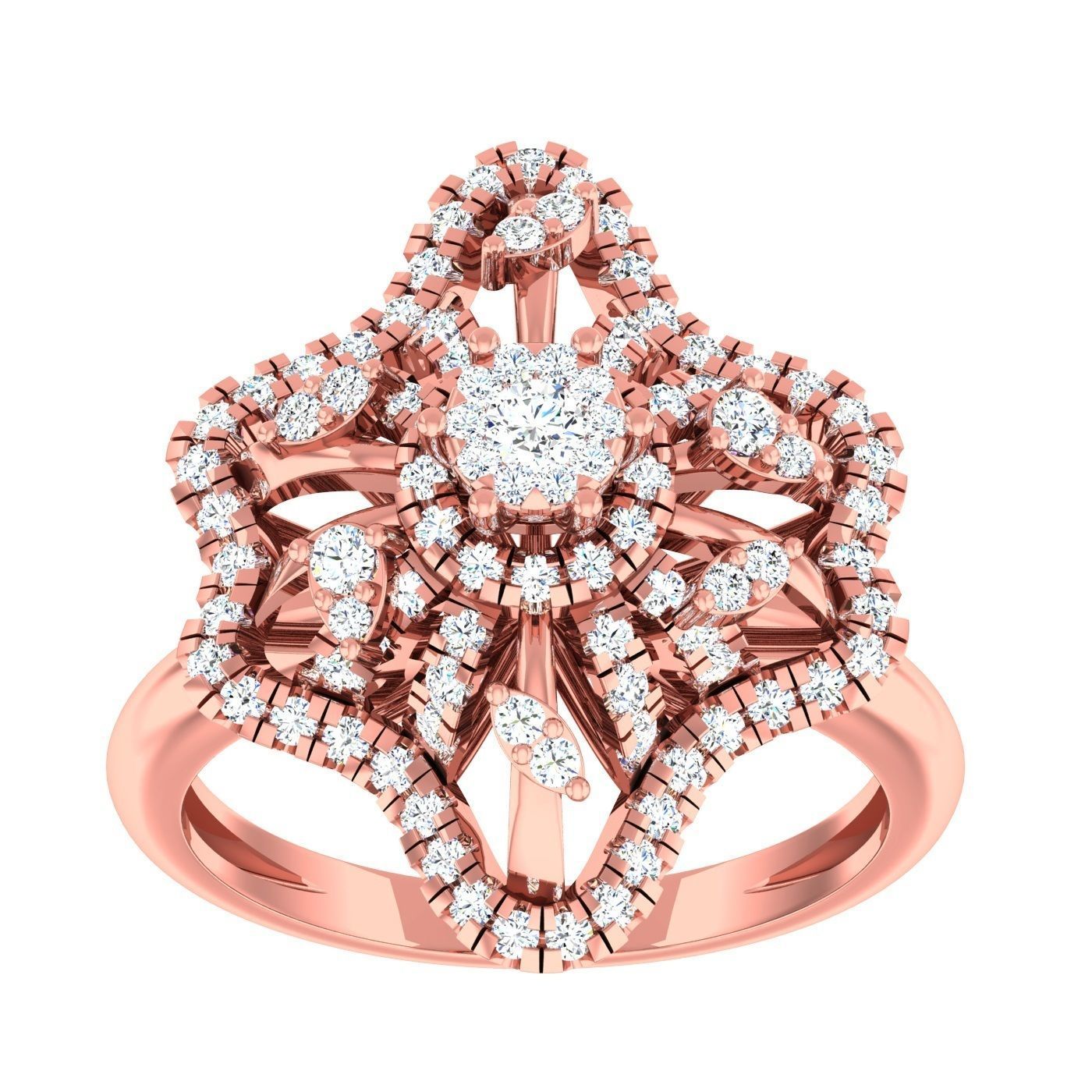 163 High Jewelry Cocktail Rings 3dm stl 1- render details  3D Model Collection_66