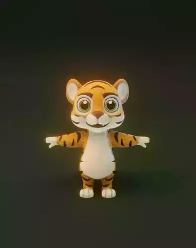 Cartoon Tiger 3D Model Low-poly 3D model