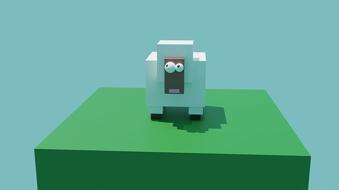 Sheep 3D on cube 3D print model