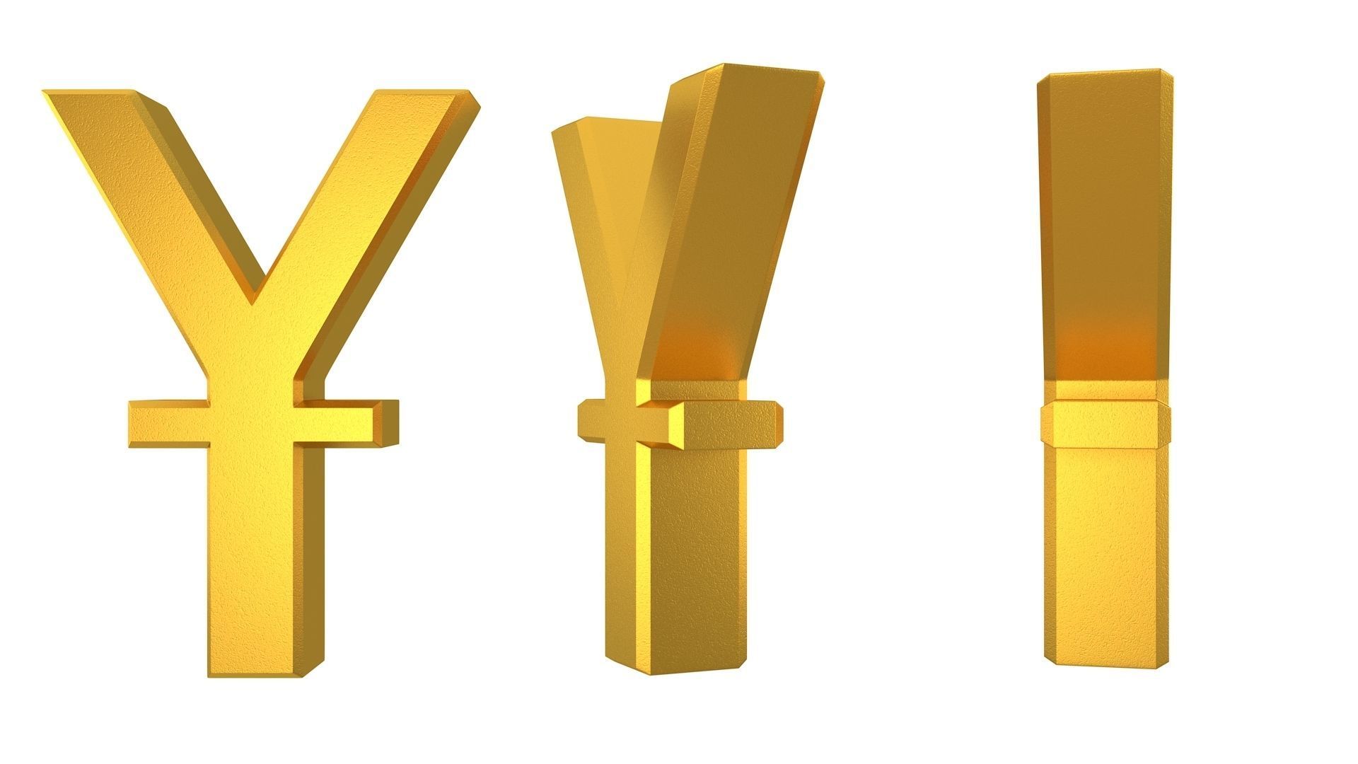 Chinese Yuan Currency Symbol Gold 3D model CGTrader