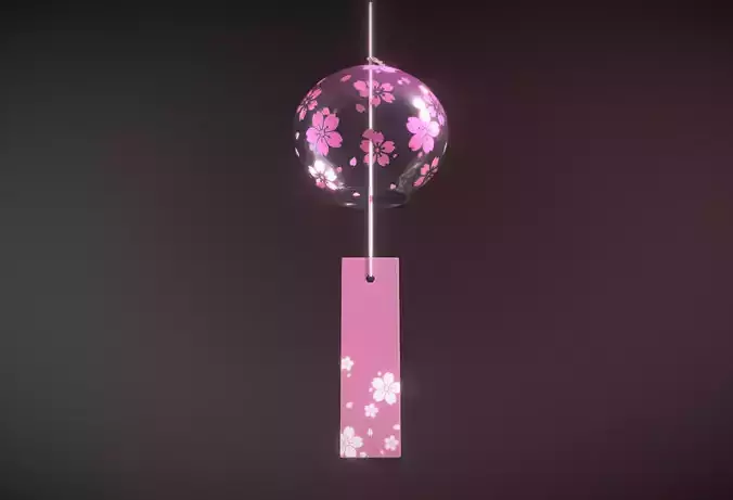 Japanese Glass Wind Chime Low-poly 3D model