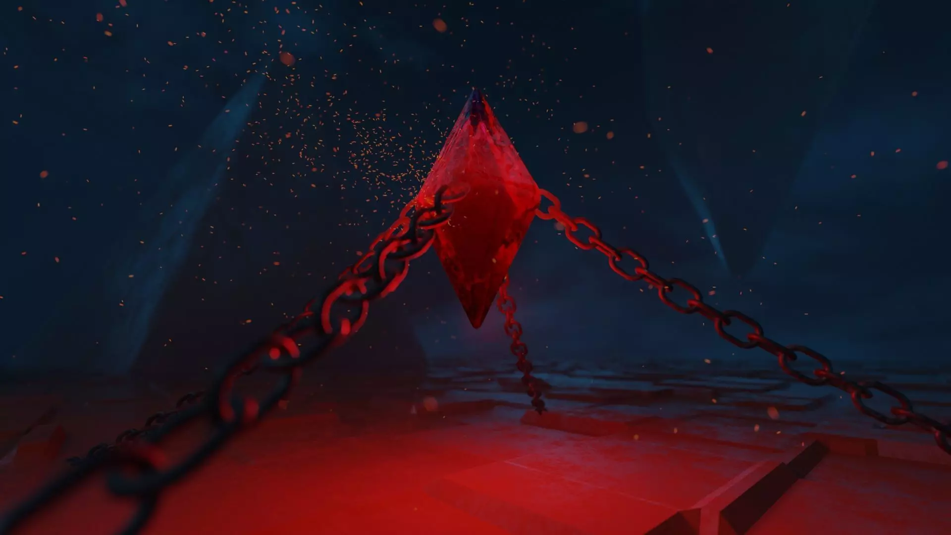 3D Crystal diamond hanging from chains 3D model_0