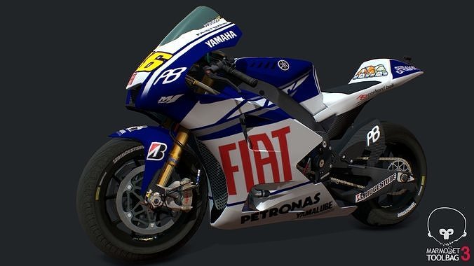 Yamaha Racing Bike Low-poly 3D model