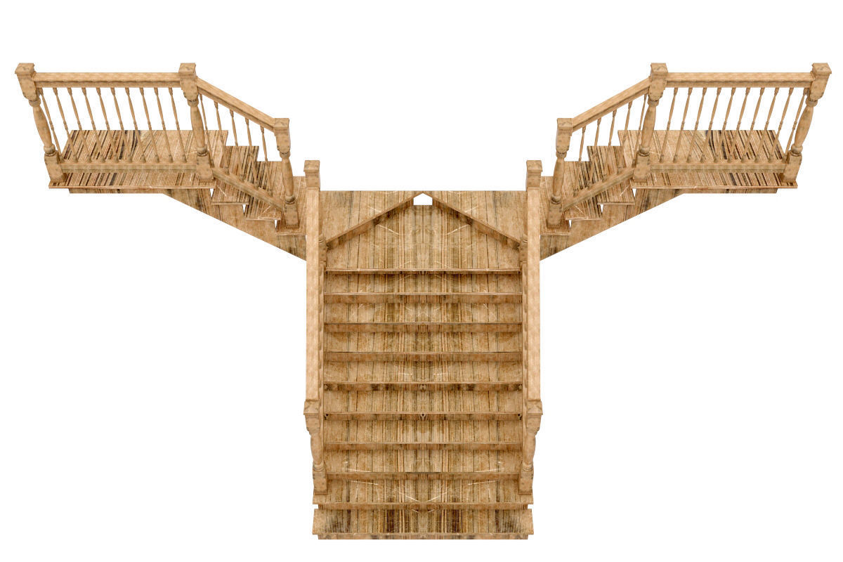 Wood Stair 3D model_7