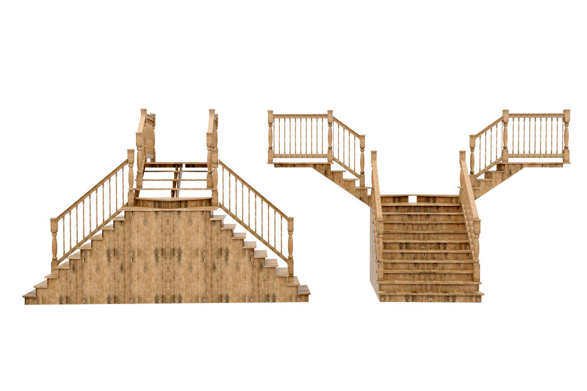 Wood Stair 3D model_1