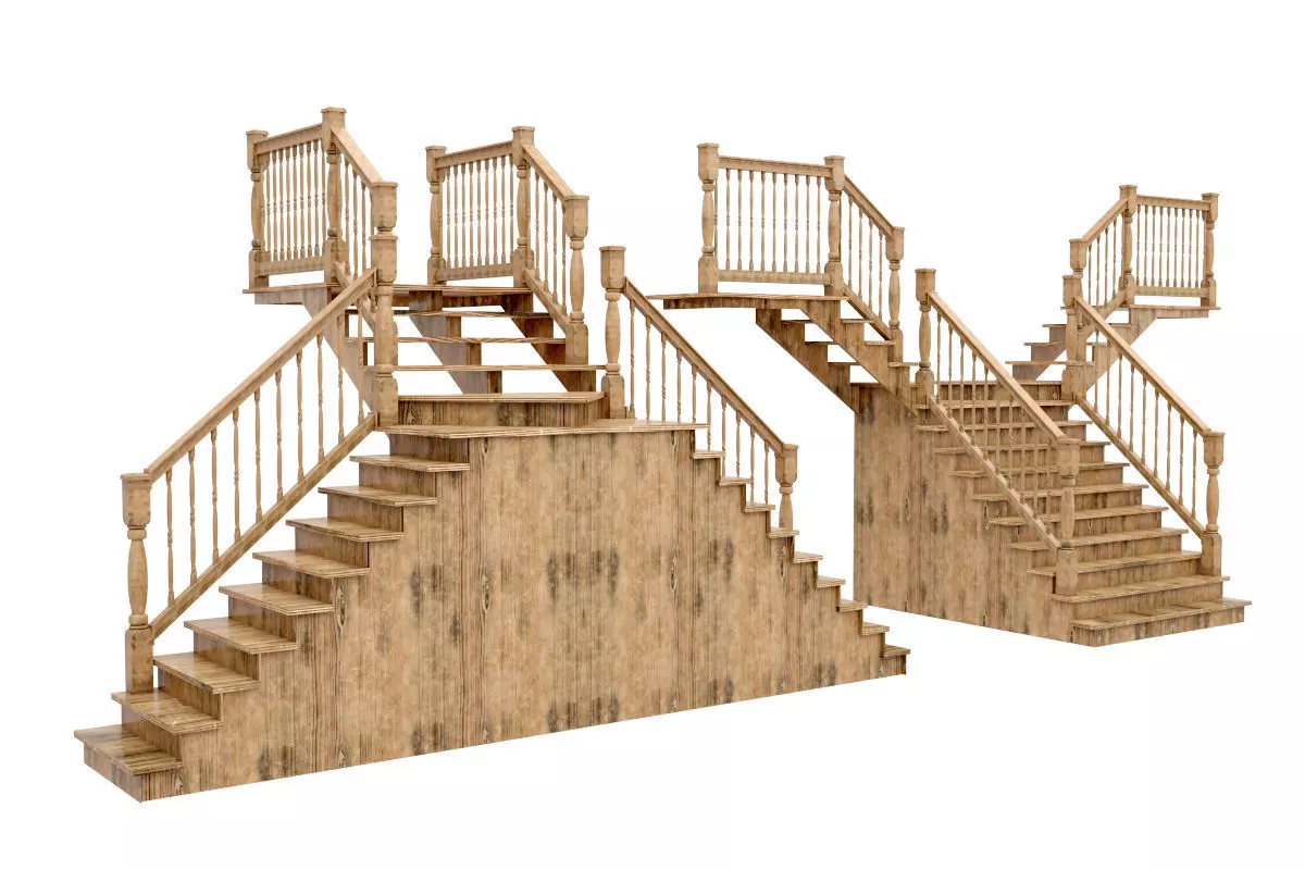 Wood Stair 3D model_0