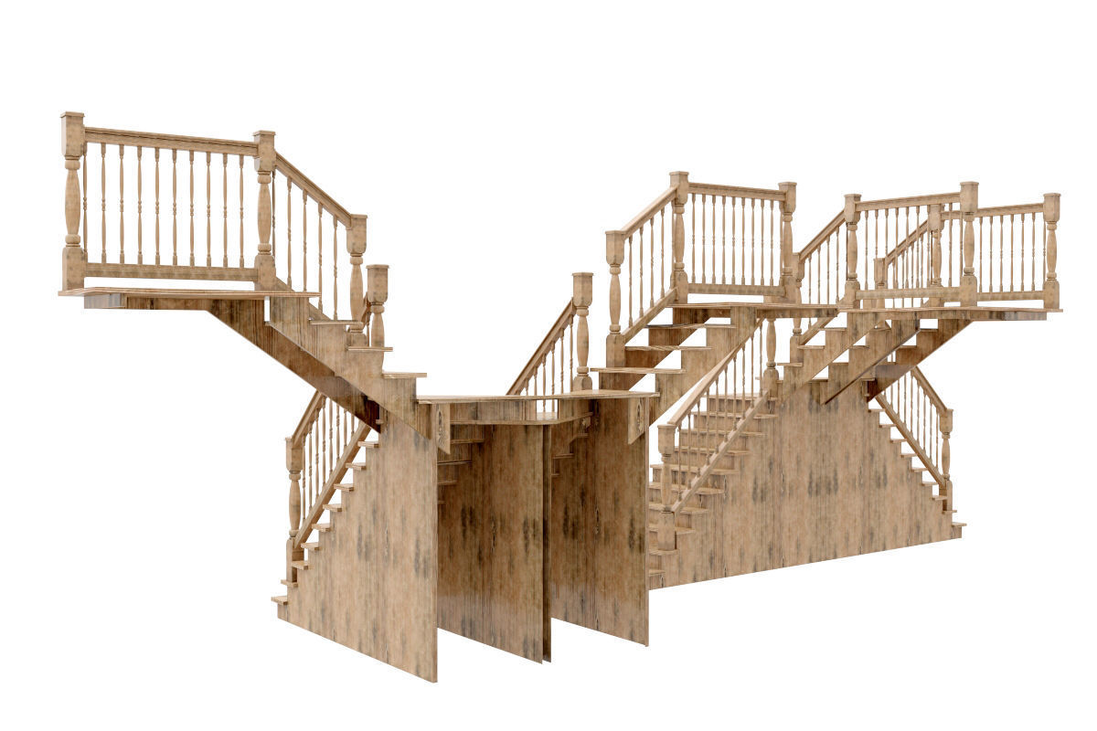 Wood Stair 3D model_3