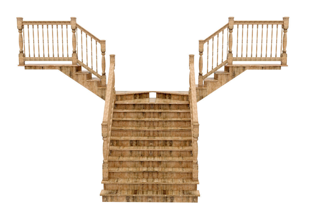 Wood Stair 3D model_4