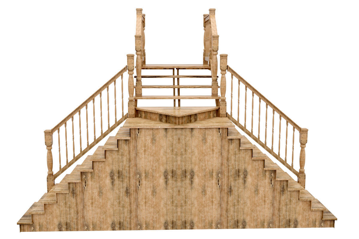 Wood Stair 3D model_5